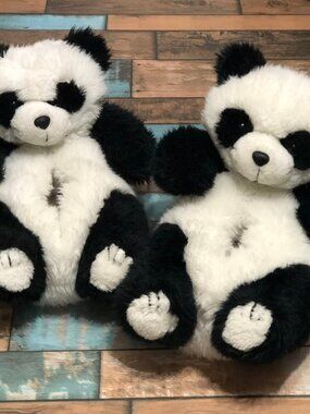 Panda Bear Fluffy Plush Slippers Women's Size M (7-8)